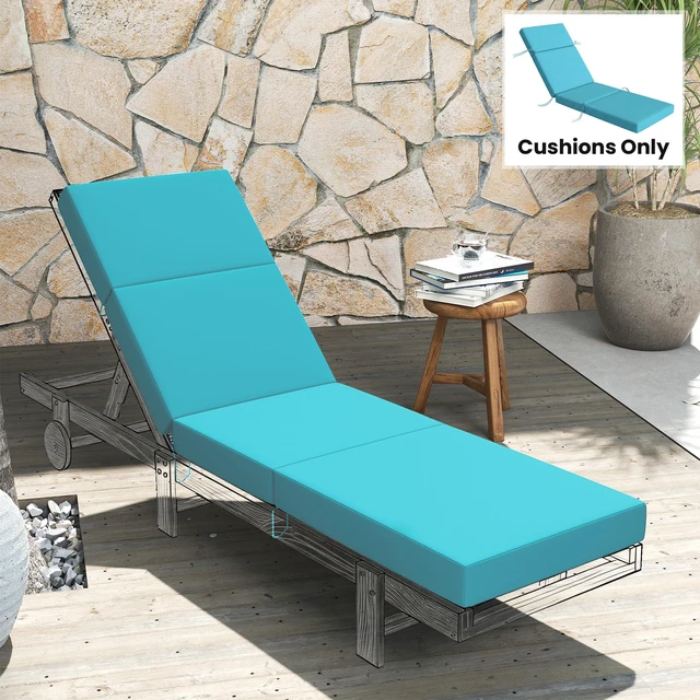 Alt view image 2 of 7 - Chaise Lounge Cushion, 4 Inch Outdoor Lounge Chair Cushion with Non-Slip Ties Water Resistant and Fade Resistant