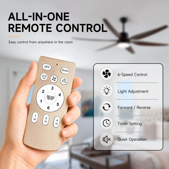 Alt view image 4 of 7 - Large 74 in Ceiling Fans with Lights and Remote Speeds Ceiling Fan Blades, Indoor Fan for Living Dining LED Lighting