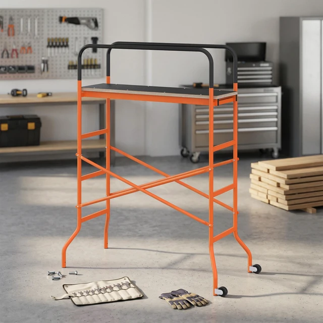 Alt view image 3 of 7 - Step Steel 4.6 2 6 ft Scaffold 2 Wheels Moving for Indoor and Outdoor Decoration Anti Skid, 440 Pound Capacity