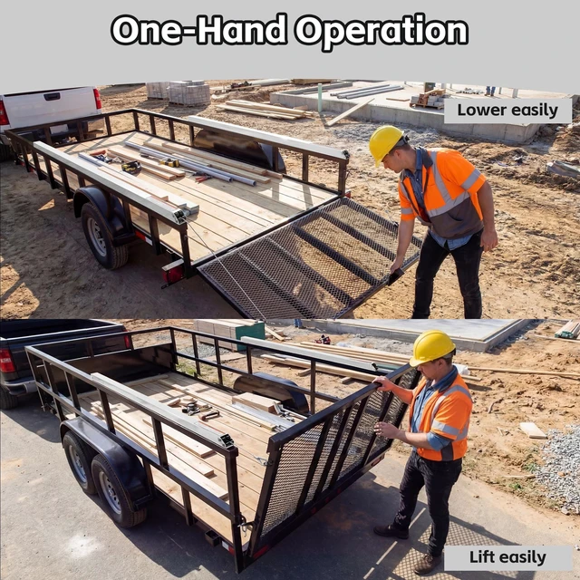 Alt view image 6 of 7 - Tailgate Utility Trailer Gate Liftgate Ramp Lift Sided Lift Assist System Fit for Open Utility Trailers Tailgate