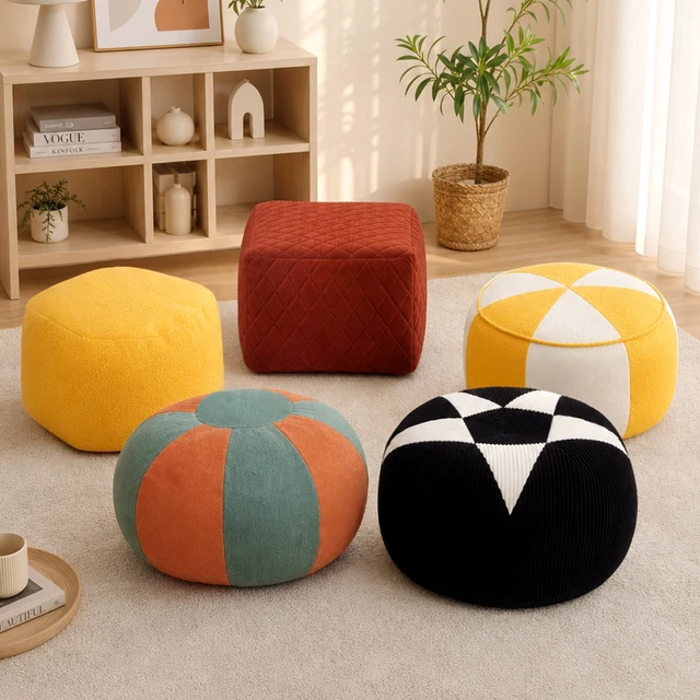 Alt view image 2 of 7 - Storage Ottoman Cover with Bottom Zipper, Foldable Foot Rest Stool with Storage for Toys Towels Clothes Space Saving
