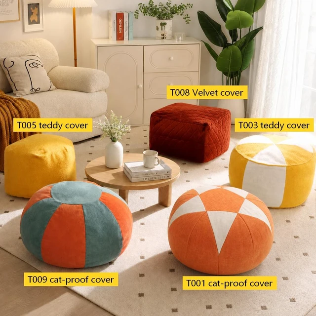 Alt view image 4 of 7 - Storage Ottoman Cover with Bottom Zipper, Foldable Foot Rest Stool with Storage for Toys Towels Clothes Space Saving