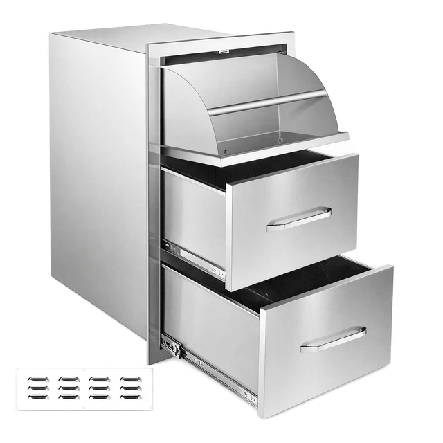 Alt view image 2 of 7 - Drawer Cabinets for Outdoor Kitchens Courtyards, Silver, Stainless Steel