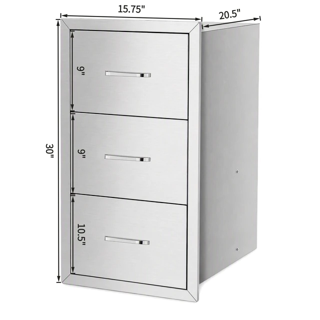 Alt view image 3 of 7 - Drawer Cabinets for Outdoor Kitchens Courtyards, Silver, Stainless Steel