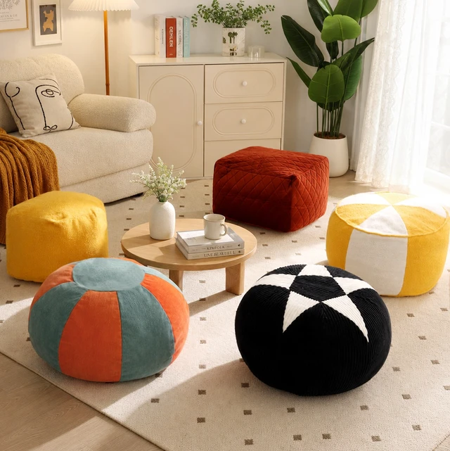 Alt view image 3 of 7 - Storage Ottoman Cover with Bottom Zipper, Foldable Foot Rest Stool with Storage for Toys Towels Clothes Space Saving
