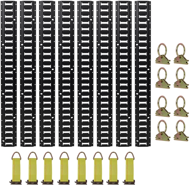 Main image of 4 ft Track Tie Down Rail Kit, Indoor Track 4 Pack for Vans Trailers Motorcycle Tie Downs Atv Mountings 8 Steel Ring