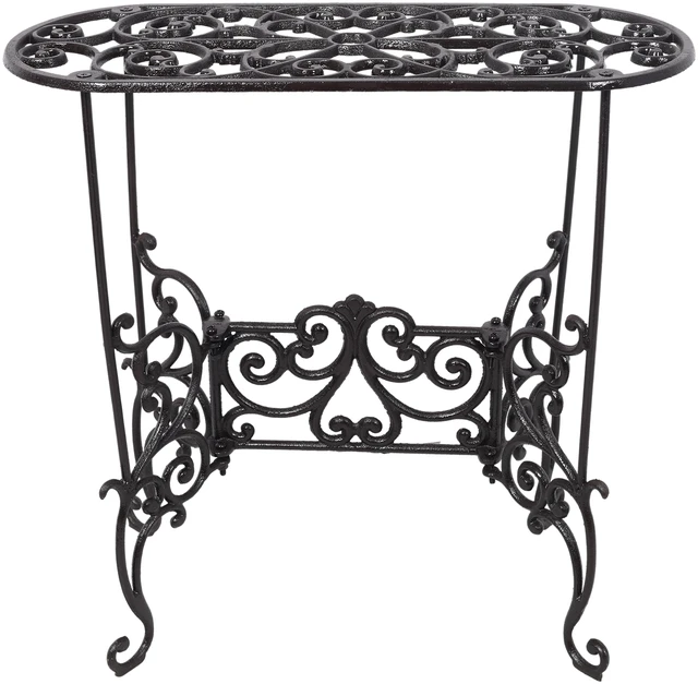 Main image of Cast Iron Oval Plant Stand, Heavy Duty Plant Display Rack Indoor Outdoor Decorative Holder for Living Patio, Black