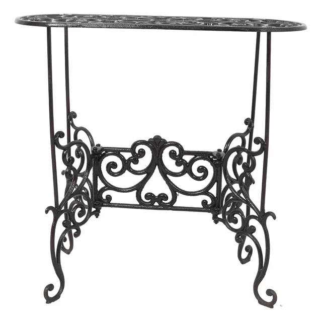 Alt view image 6 of 7 - Cast Iron Oval Plant Stand, Heavy Duty Plant Display Rack Indoor Outdoor Decorative Holder for Living Patio, Black