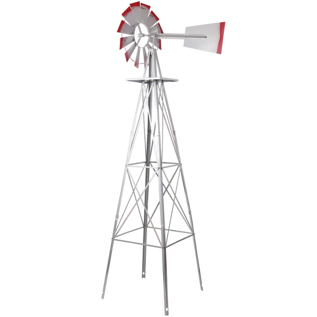 Alt view image 2 of 7 - Decorative Garden Windmill, Heavy Duty Metal Yard Ornament with Leg Frame Outdoor Lawn Decoration, Gray, Steel