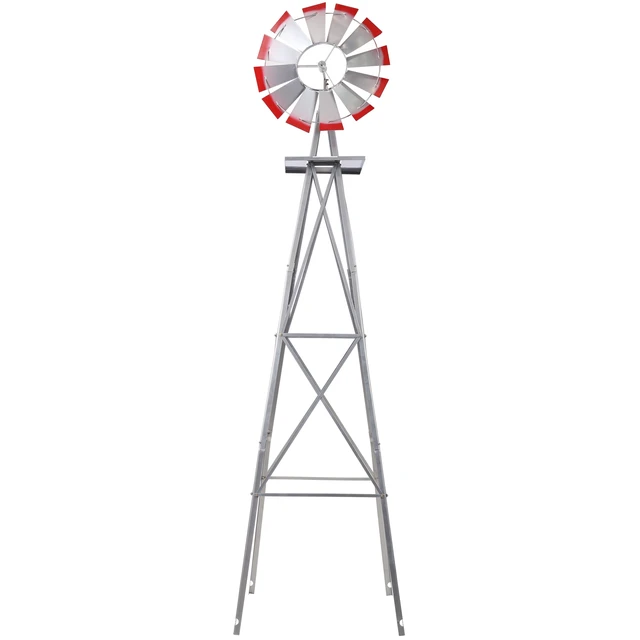 Alt view image 3 of 7 - Decorative Garden Windmill, Heavy Duty Metal Yard Ornament with Leg Frame Outdoor Lawn Decoration, Gray, Steel