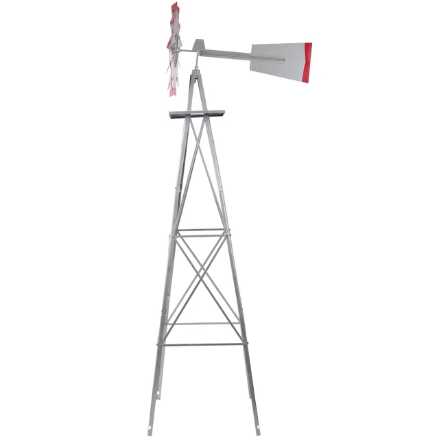 Alt view image 4 of 7 - Decorative Garden Windmill, Heavy Duty Metal Yard Ornament with Leg Frame Outdoor Lawn Decoration, Gray, Steel
