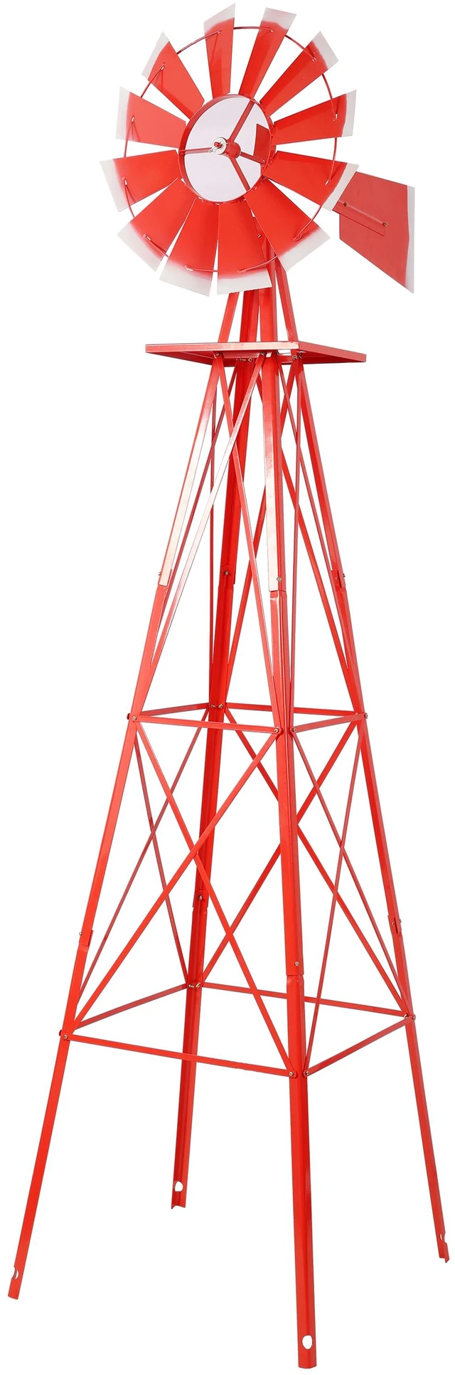 Main image of Decorative Garden Windmill, Heavy Duty Metal Yard Ornament with Leg Frame Outdoor Lawn Decoration, Red, Steel