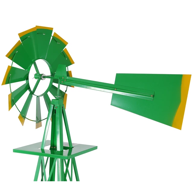 Alt view image 4 of 7 - Decorative Garden Windmill, Heavy Duty Metal Yard Ornament with Leg Frame Outdoor Lawn Decoration, Green, Steel