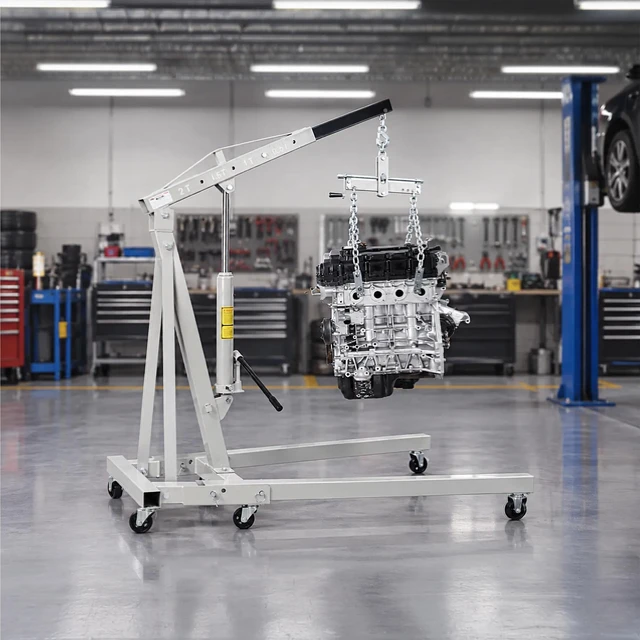 Alt view image 7 of 7 - Ton Hydraulic Engine Hoist, Foldable Engine Crane with Leveler Mobile Lifting Hoist for Auto Maintenance and Heavy Load