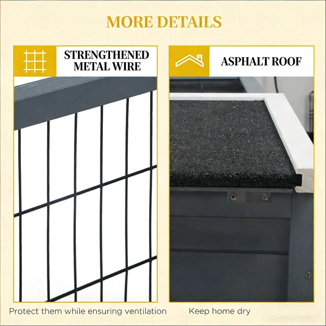 Alt view image 4 of 7 - Small Animal Hutch Cage, Pet Rabbit, Gray, Metal and Wood, Pens Hutches