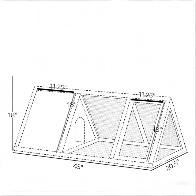 Alt view image 2 of 7 - Stable Small Animal Cage, Rabbit Hutch Wooden Triangle Bunny, Grey, Mesh and Wood, Pens Hutches