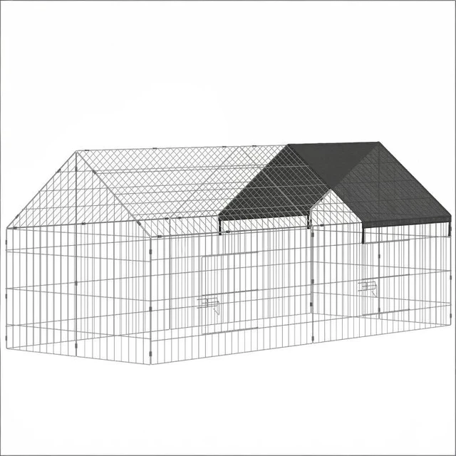 Alt view image 7 of 7 - Chicken Coop, Duck Coop Rabbit Cage Small Animals Black Silver, Oxford Fabric and Steel, Pens Hutches