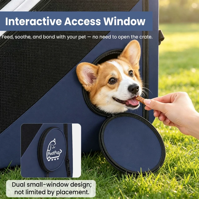 Alt view image 6 of 7 - Foldable, Portable Pet Carrier with Calming Viewing Window Securely Fastens the Car Back Seat Suitable for Indoor