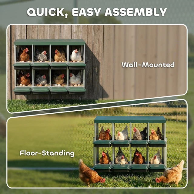 Alt view image 2 of 7 - Paw Hut Chicken Nesting Boxes, 8 Compartment Metal Nesting Boxes for Chickens Two Tier Egg Laying with Vented Holes