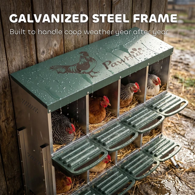 Alt view image 4 of 7 - Paw Hut Chicken Nesting Boxes, 8 Compartment Metal Nesting Boxes for Chickens Two Tier Egg Laying with Vented Holes