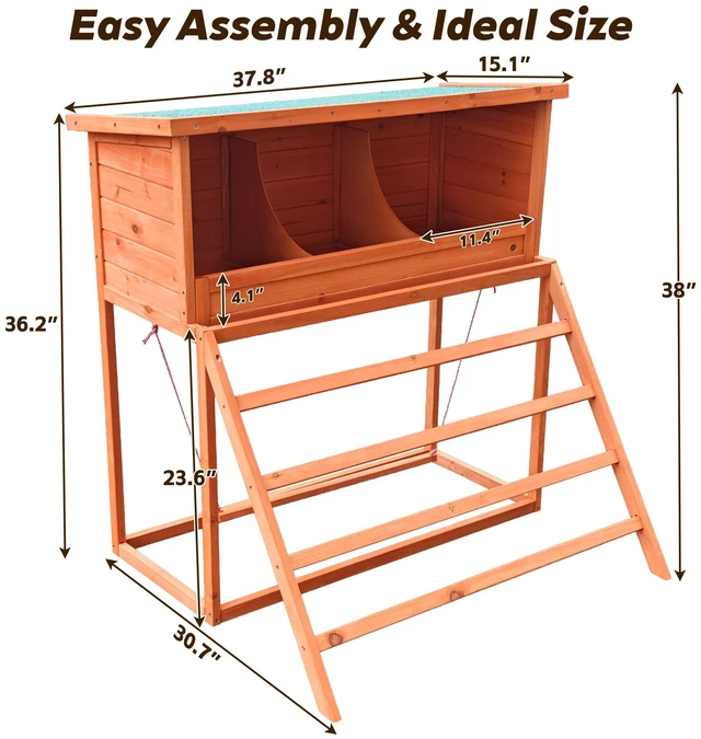 Alt view image 2 of 7 - Nesting Boxes for Chickens with Perch and Swing Wooden Chicken Nesting Box for Poultry 3 Compartments Laying Eggs Nest