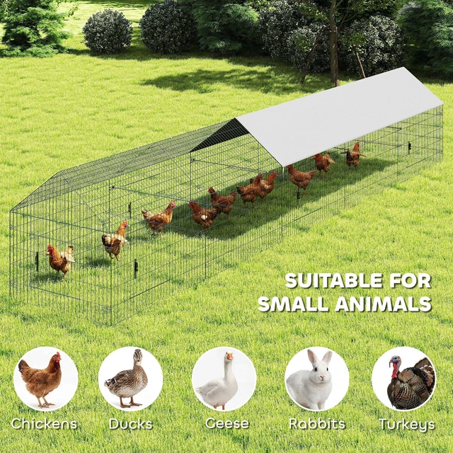 Alt view image 2 of 7 - Paw Hut Metal Chicken Coop, Large Chicken Run with Water Resistant and Anti Cover for 7 Hens Outdoor Hen Rabbit Hutch