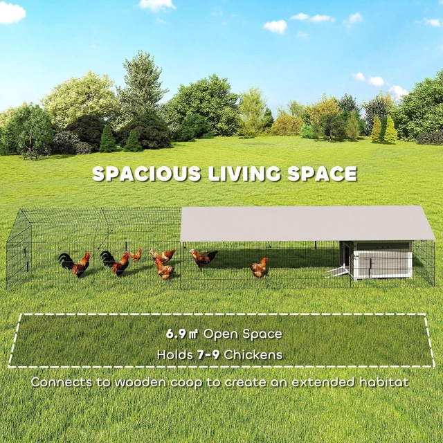 Alt view image 6 of 7 - Paw Hut Metal Chicken Coop, Large Chicken Run with Water Resistant and Anti Cover for 7 Hens Outdoor Hen Rabbit Hutch