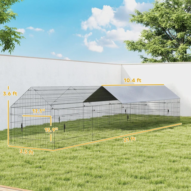 Alt view image 7 of 7 - Paw Hut Metal Chicken Coop, Large Chicken Run with Water Resistant and Anti Cover for 7 Hens Outdoor Hen Rabbit Hutch