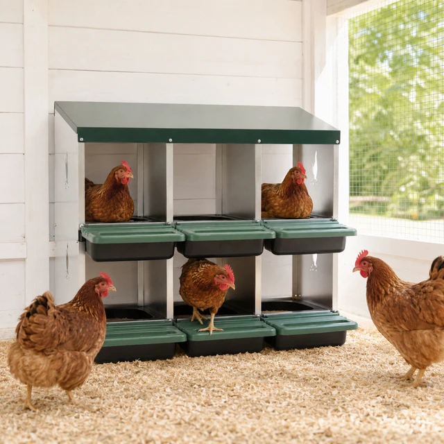 Alt view image 7 of 7 - 6 Compartment Chicken Nesting Box, Stand with Soft Padded Mat 0.8 mm Top Cover and 0.6 mm Galvanized Sheet Metal