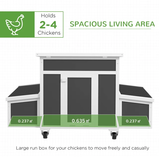 Alt view image 6 of 7 - Paw Hut Wooden Chicken Coop, Chicken Tractor for 2 Outdoor Poultry Cage Rabbit Hutch Duck Coop Hen with Nesting Box