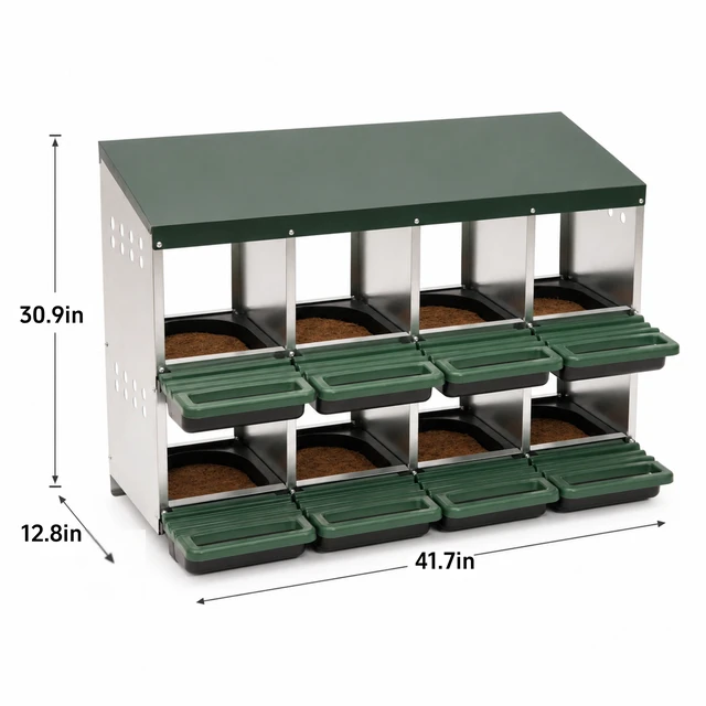 Alt view image 3 of 7 - Comparment Chicken Nesting Box, Stand Wtn Sot Egg Pads 0.8 mm Top Cover and 0.6 mm Galvanzed Steel Poutty Laying Box