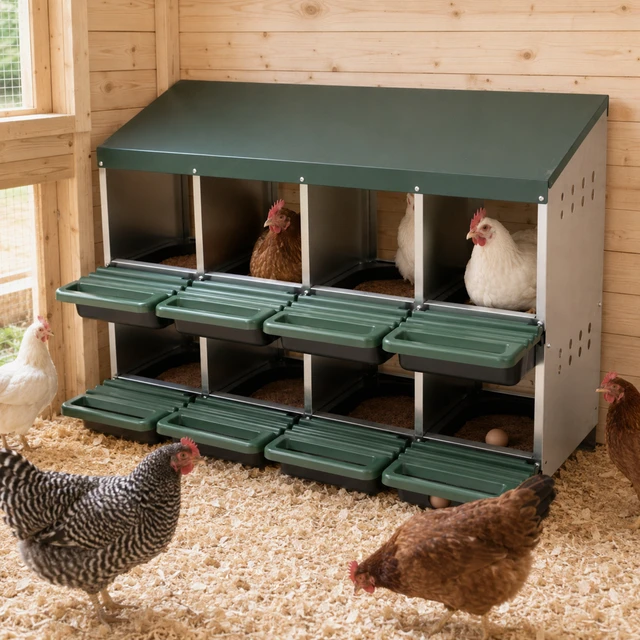 Alt view image 4 of 7 - Comparment Chicken Nesting Box, Stand Wtn Sot Egg Pads 0.8 mm Top Cover and 0.6 mm Galvanzed Steel Poutty Laying Box