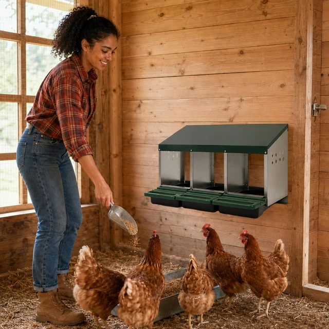 Alt view image 7 of 7 - 3 Compartment Chicken Nesting Box, Stand with Soft Padded Mats 0.8 mm Top Cover and 0.6 mm Galvanized Steel Poultry
