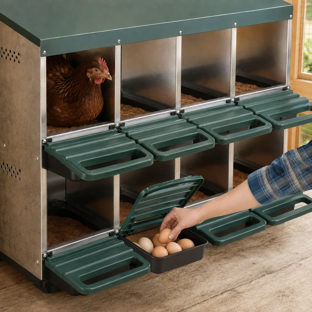 Alt view image 6 of 7 - Comparment Chicken Nesting Box, Stand Wtn Sot Egg Pads 0.8 mm Top Cover and 0.6 mm Galvanzed Steel Poutty Laying Box