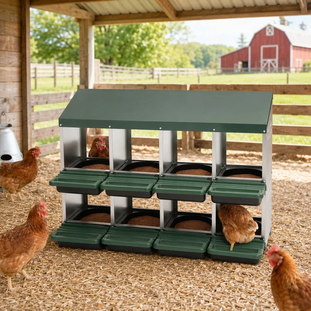 Alt view image 7 of 7 - Comparment Chicken Nesting Box, Stand Wtn Sot Egg Pads 0.8 mm Top Cover and 0.6 mm Galvanzed Steel Poutty Laying Box