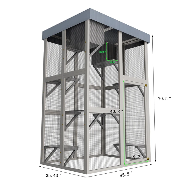 Alt view image 7 of 7 - 70.5 Tall Wooden Catio Indoor Cat Enclosure, Cat Large Solid Cage Playpen with Jumping Platforms and Napping Houses
