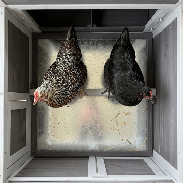 Alt view image 6 of 7 - Outdoor Range Wooden Chicken Coop with Asphalt Roof, Pull-Out Tray Nesting Box with Easy Access Front and Side Doors