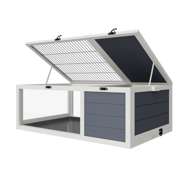 Alt view image 7 of 7 - 39.5wood Tortoise Indoor Turtle Habitat Reptile Cage for Small Animals Lizards, Geckos with Removable Waterproof Tray