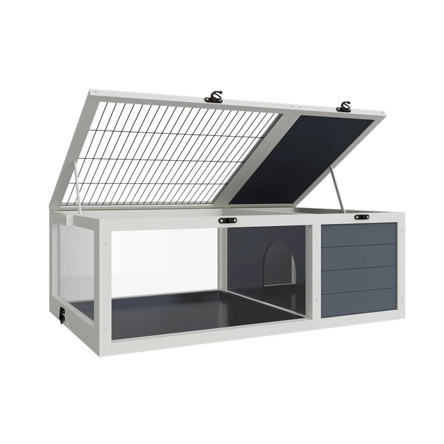 Alt view image 6 of 7 - 39.5wood Tortoise Indoor Turtle Habitat Reptile Cage for Small Animals Lizards, Geckos with Removable Waterproof Tray
