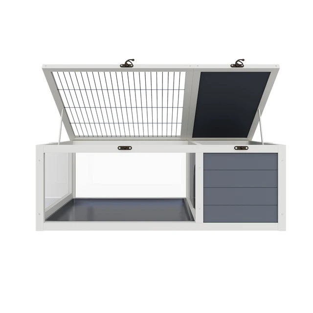 Alt view image 5 of 7 - 39.5wood Tortoise Indoor Turtle Habitat Reptile Cage for Small Animals Lizards, Geckos with Removable Waterproof Tray