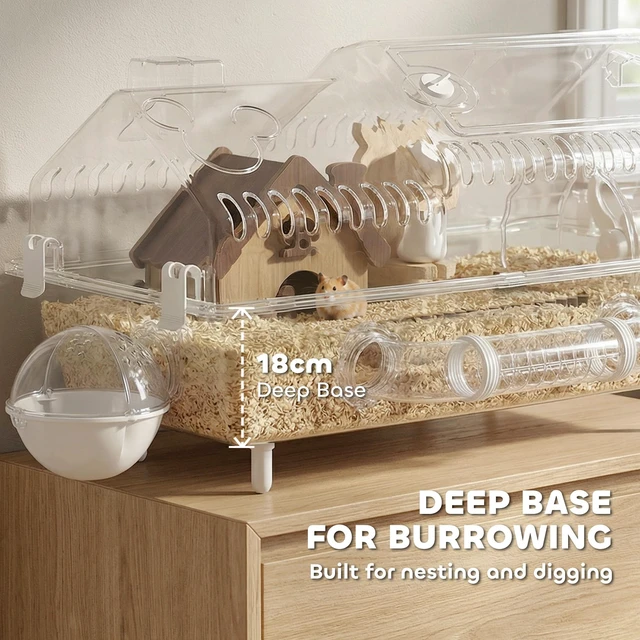 Alt view image 5 of 7 - Paw Hut 8 in Pet Hamster Cage, Dwarf Hamster Cage with Large Wheel and Hideout Small Animal Habitat with Accessories