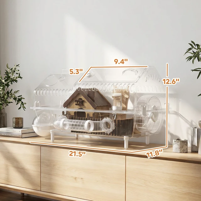 Alt view image 7 of 7 - Paw Hut 8 in Pet Hamster Cage, Dwarf Hamster Cage with Large Wheel and Hideout Small Animal Habitat with Accessories