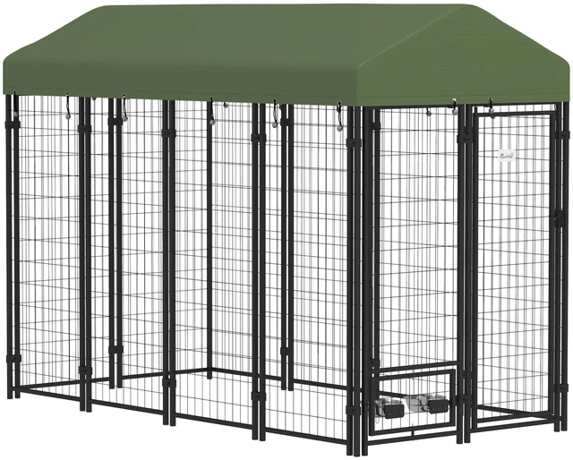Main image of Paw Hut 8 4 Outdoor Dog Kennel, Welded Wire Dog Kennel Outside Run with 360° Rotating Bowls Waterproof