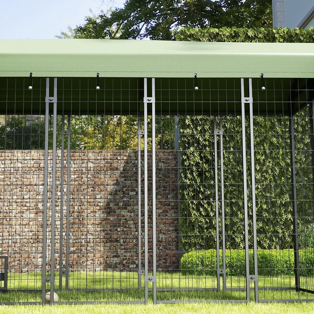 Alt view image 2 of 7 - Paw Hut 8 4 Outdoor Dog Kennel, Welded Wire Dog Kennel Outside Run with 360° Rotating Bowls Waterproof