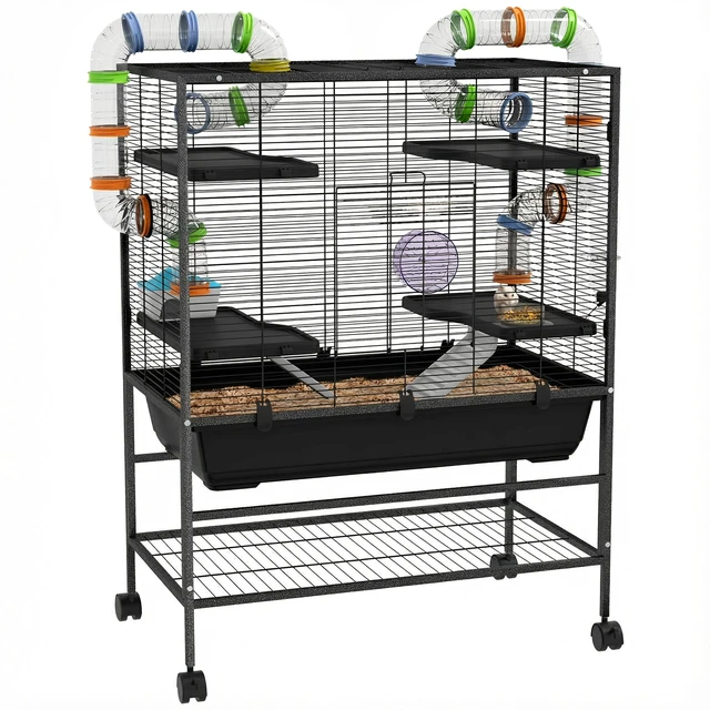 Main image of Paw Hut 32 Inch Large Hamster Cage with Storage Shelf, Rat Cage for Syrian Hamster Gerbils with Tubes Running Wheel