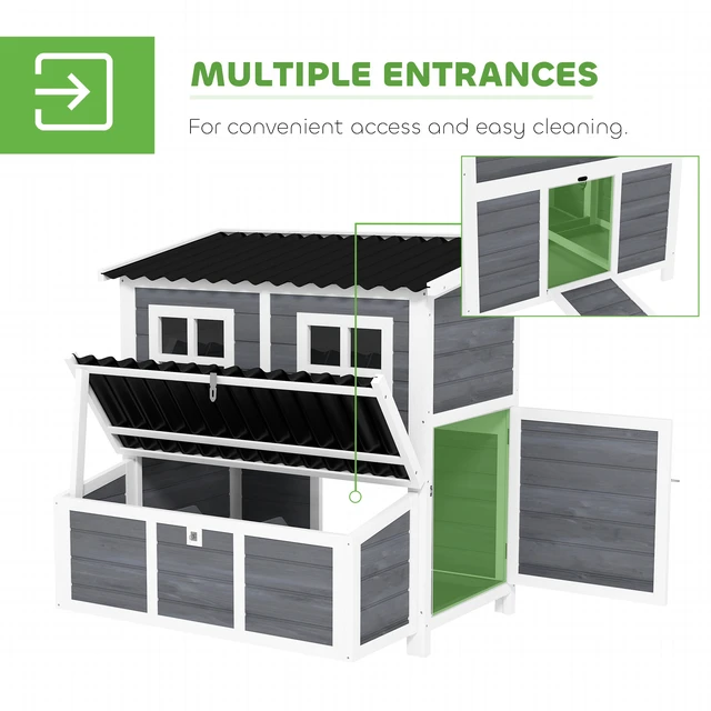 Alt view image 4 of 7 - Paw Hut Wooden Chicken Coop, 39 Inch Chicken with Nesting Box Pull-Out Tray Waterproof Roof Hen Outdoor Poultry Cage