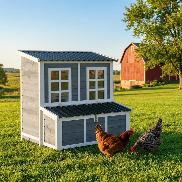 Alt view image 7 of 7 - Paw Hut Wooden Chicken Coop, 39 Inch Chicken with Nesting Box Pull-Out Tray Waterproof Roof Hen Outdoor Poultry Cage