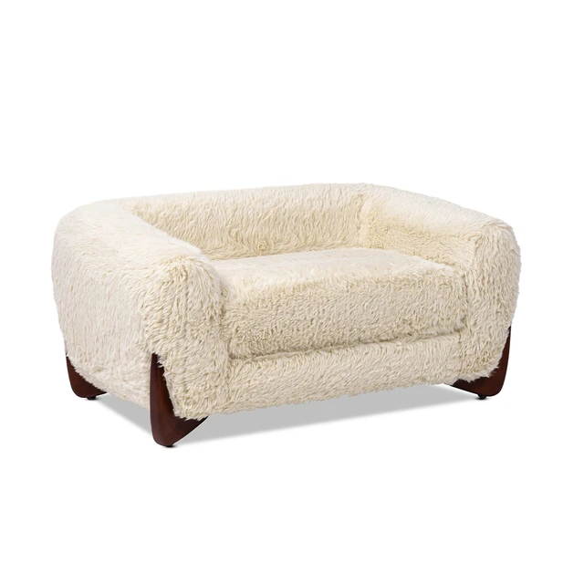 Alt view image 5 of 7 - 36.5 Inch Sherpa Dog Sofa Bed, Medium Faux Fur, Cream Beige, Faux Fur, Pet Beds Furniture