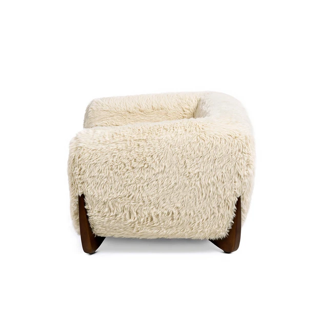 Alt view image 6 of 7 - 36.5 Inch Sherpa Dog Sofa Bed, Medium Faux Fur, Cream Beige, Faux Fur, Pet Beds Furniture