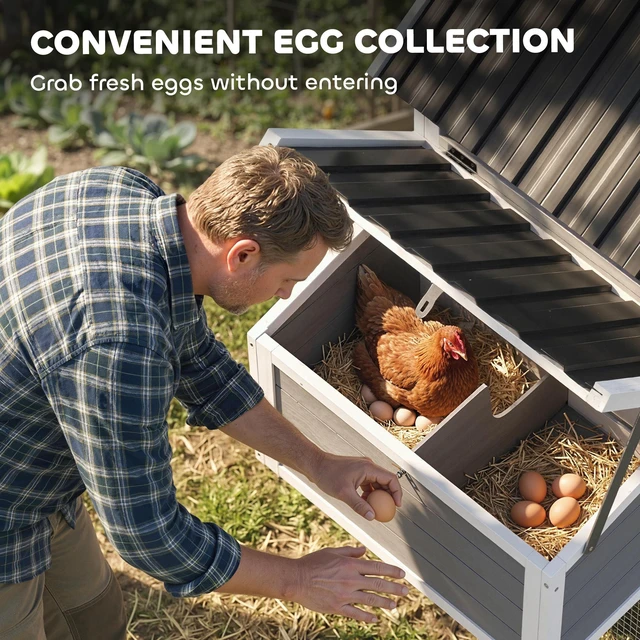 Alt view image 2 of 7 - Paw Hut 82 Inch Wooden Chicken Coop, Large Outdoor Hen Poultry Hutch for 2 Hens Chicken with Nesting Box Pull Tray